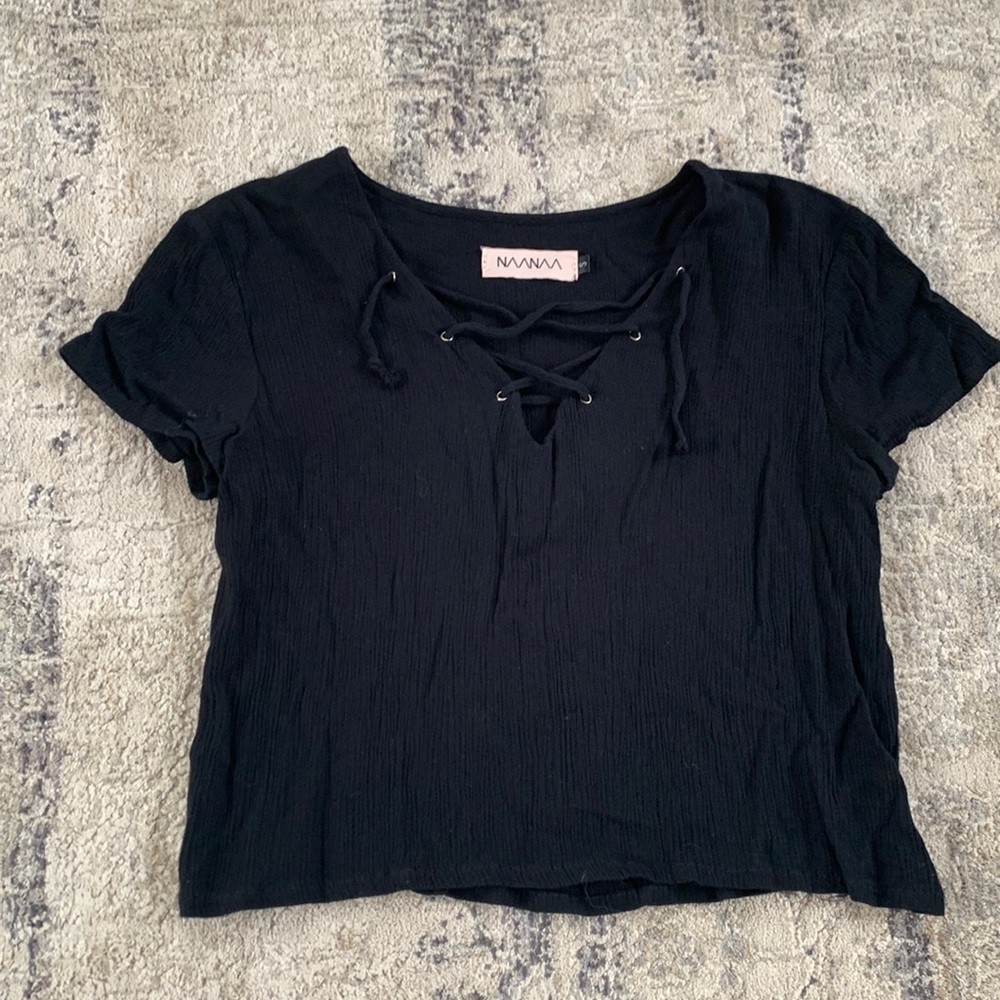 Black Lace Up Crop Top